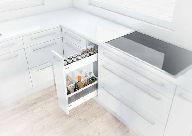 blum bottle pull out modular kitchen accessory installed by design indian kitchen gurgoan unit