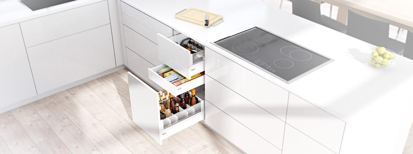 complete set of internal cabinet drawers installed by design indian kitchen